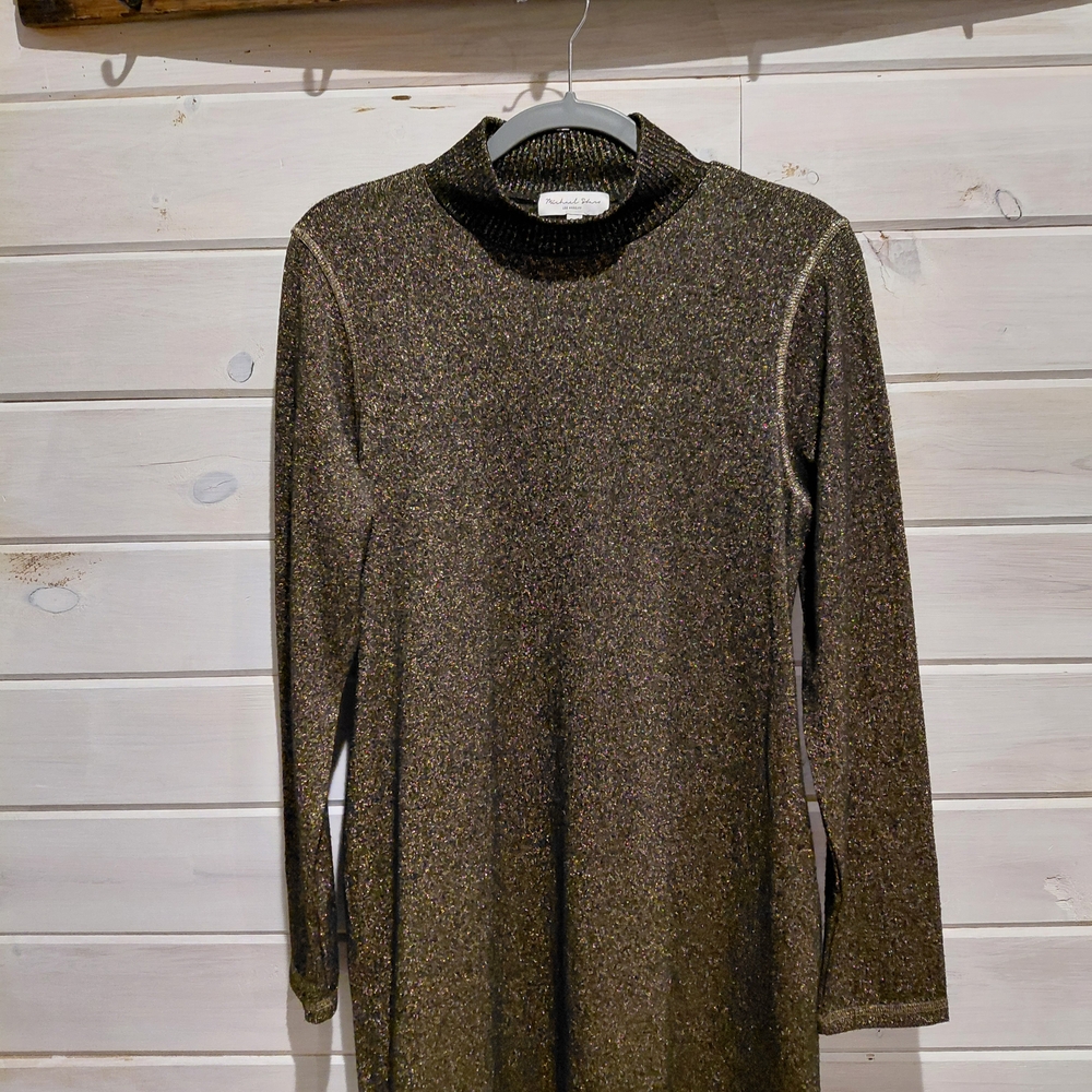 Michael Stars Shimmering Gold Long Sleeve Dress
